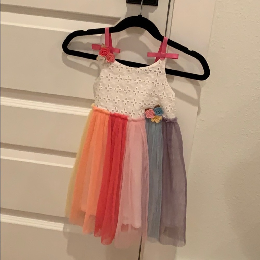 Pippa & Julie eyelet rainbow tulle dress 2t
